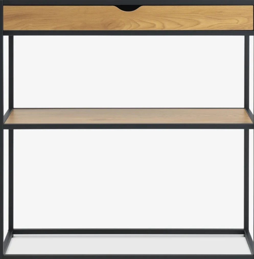 TRAPPEDALConsole TRAPPEDAL 30x80 1 tiroir coloris chêne chaud/noir