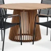 UDBYNEDER + NABEUDBYNEDER Ø120 table teck + 4 NABE chaises noir