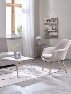 UDSBJERGFauteuil UDSBJERG tissu beige/chêne