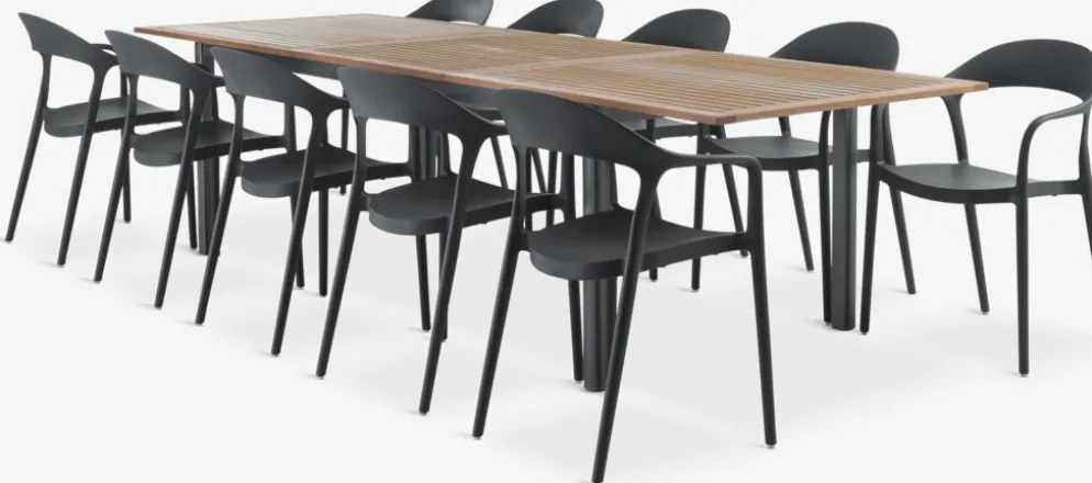 ULBJERG + NANNESTADULBJERG L214/297 table eucalyptus + 4 NANNESTAD chaise