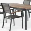 ULBJERG + SIRDALULBJERG L214/297 table eucalyptus + 4 SIRDAL chaises gris