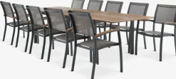 ULBJERG + SIRDALULBJERG L214/297 table eucalyptus + 4 SIRDAL chaises gris