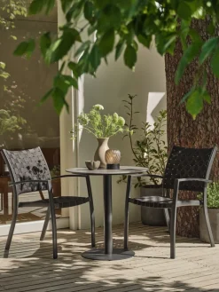 VAMDRUP + GLOMFJORDVAMDRUP Ø70 table gris + 2 GLOMFJORD chaises noir