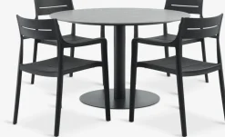VAMDRUP + INGSTRUPVAMDRUP Ø120 table gris + 4 INGSTRUP chaises noir