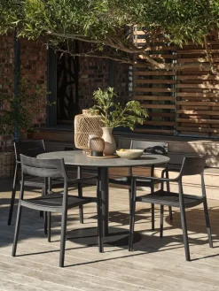 VAMDRUP + INGSTRUPVAMDRUP Ø120 table gris + 4 INGSTRUP chaises noir