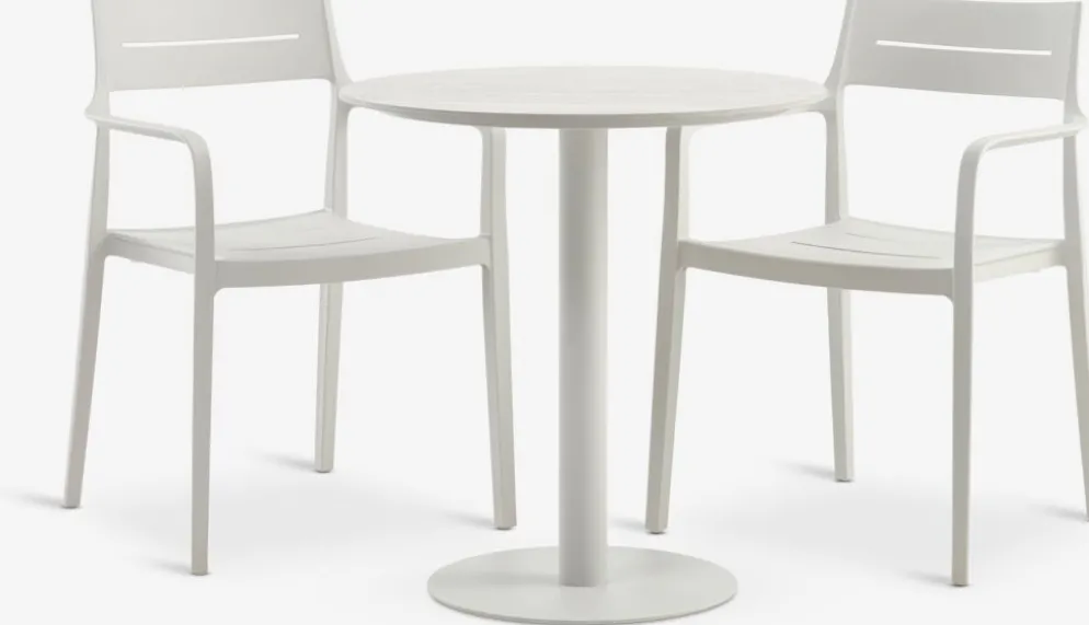 VAMDRUP + INGSTRUPVAMDRUP Ø70 table + 2 INGSTRUP chaises beige