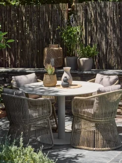 VAMDRUP + STORDALENVAMDRUP Ø120 table beige + 4 STORDALEN chaises naturel