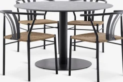 VAMDRUP + TAGMARKVAMDRUP Ø120 table gris + 4 TAGMARK chaises noir