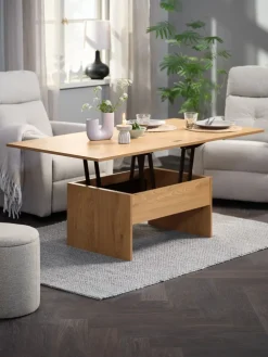 VARDETable basse VARDE L80/160 a/plateau dépliant coloris chêne