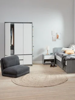 VEGGERFauteuil convertible VEGGER tissu gris