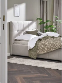 VEMMELEVCadre de lit VEMMELEV a/rangement 140x190 tissu beige