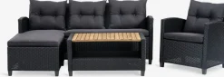 VENEnsemble lounge VEN 4personnes a/méridienne noir