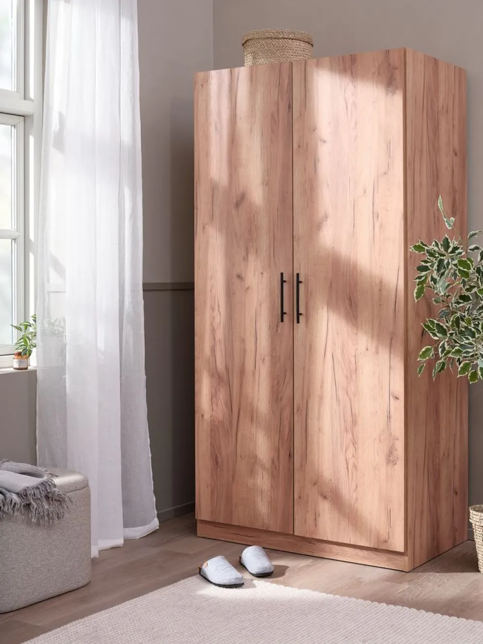 VIBYArmoire VIBY 101x200 2 portes coloris chêne naturel