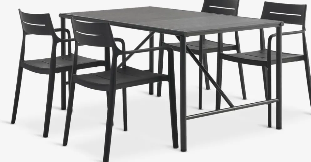 VIERLI + INGSTRUPVIERLI L149 table + 4 INGSTRUP chaises noir