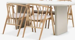 VORDINGBORG + LYKSBORGVORDINGBORG L198 table beige + 4 LYKSBORG chaises chêne nat.